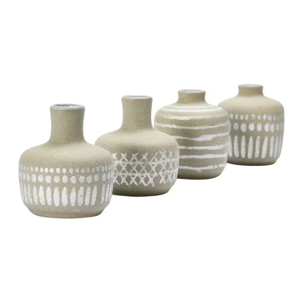 Storied Home Decorative Stoneware Vases, Set of 8. NEW